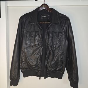 Black Rivet Men's Black Leather Jacket